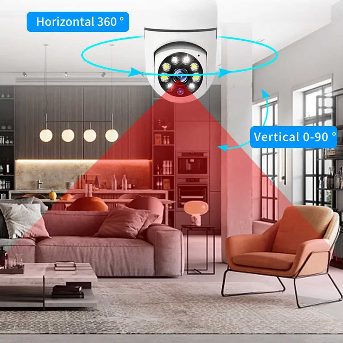 1080P WiFi 360° Panoramic Night Vision Bulb Camera