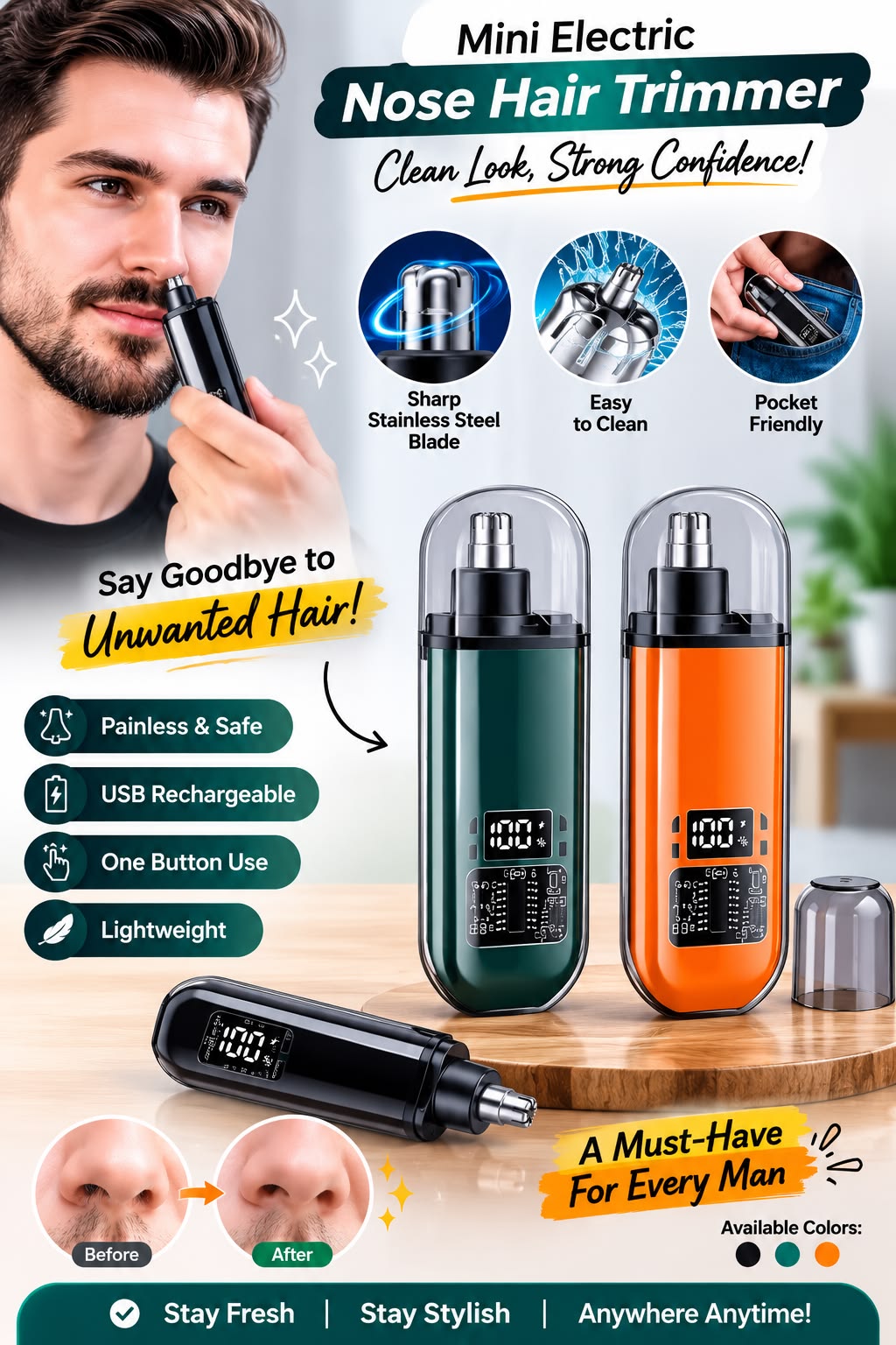 Rechargeable Portable Nose Hair Trimmer