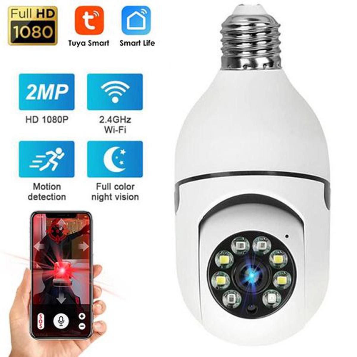 1080P WiFi 360° Panoramic Night Vision Bulb Camera