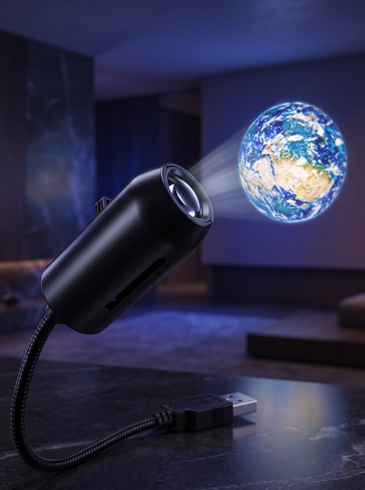 USB Galaxy Projector Lamp | Moon, Earth & Starry Sky | 6 Lenses
