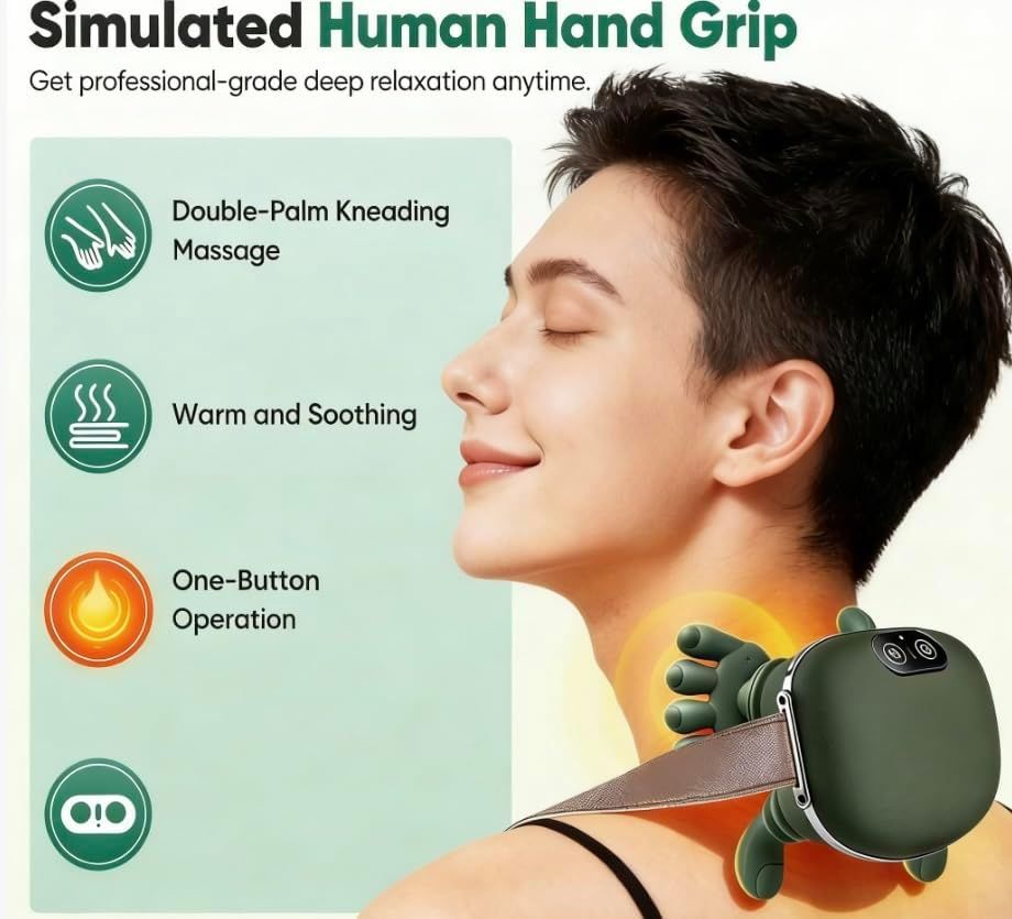 Smart Finger Pressure Neck Massager – Electric Deep Kneading Heated Back & Shoulder Massager