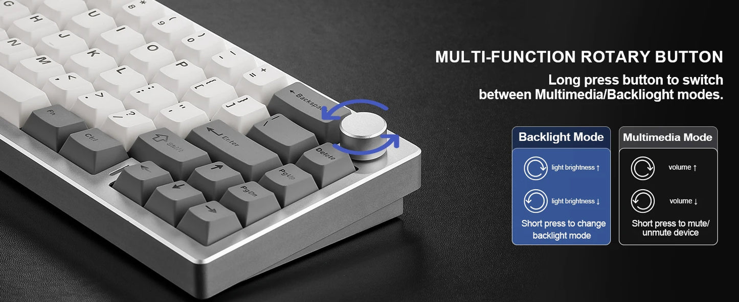 YUNZII AL68 Wireless Mechanical Keyboard | QMK/VIA, Hot-Swap, Gasket, Aluminum Build