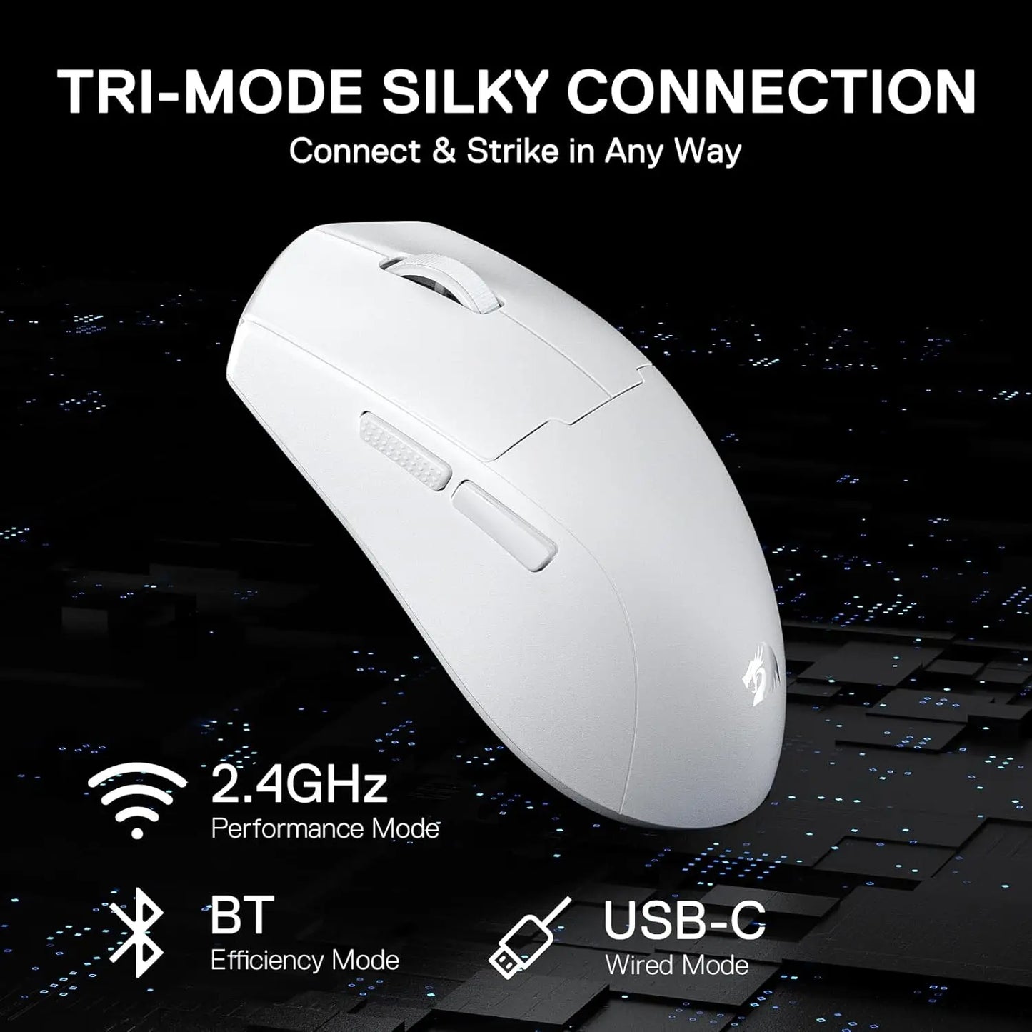 Redragon M918 PRO Wireless Gaming Mouse – Ultra-Light 49g, 26K DPI, RGB, 3-Mode Connectivity