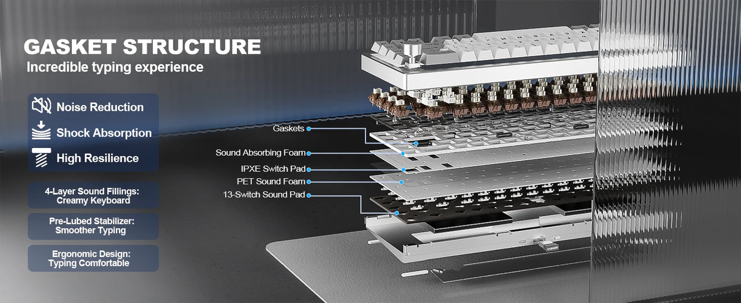YUNZII AL68 Wireless Mechanical Keyboard | QMK/VIA, Hot-Swap, Gasket, Aluminum Build