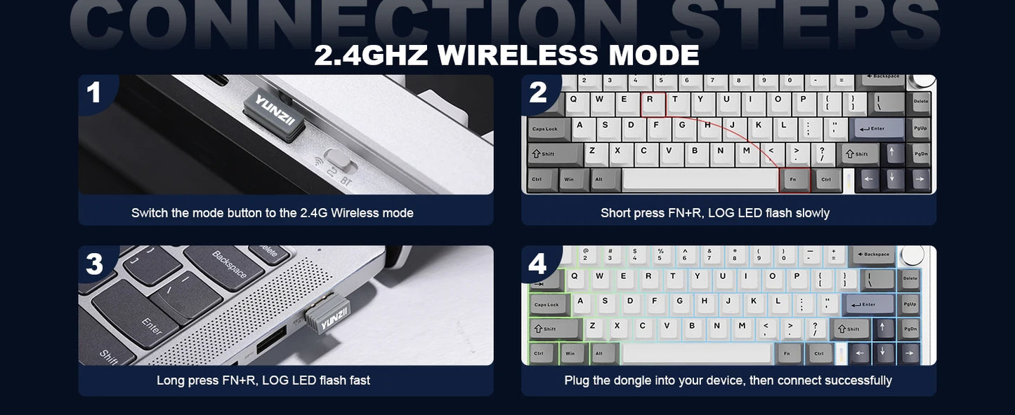 YUNZII AL68 Wireless Mechanical Keyboard | QMK/VIA, Hot-Swap, Gasket, Aluminum Build