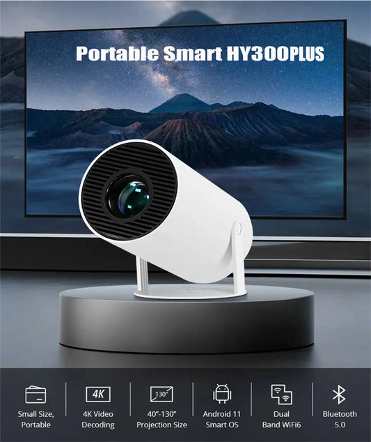 DITONG HY300 Plus HD Projector | 4K Decoding, Android 11, WiFi 6, 300 ANSI, Auto Focus