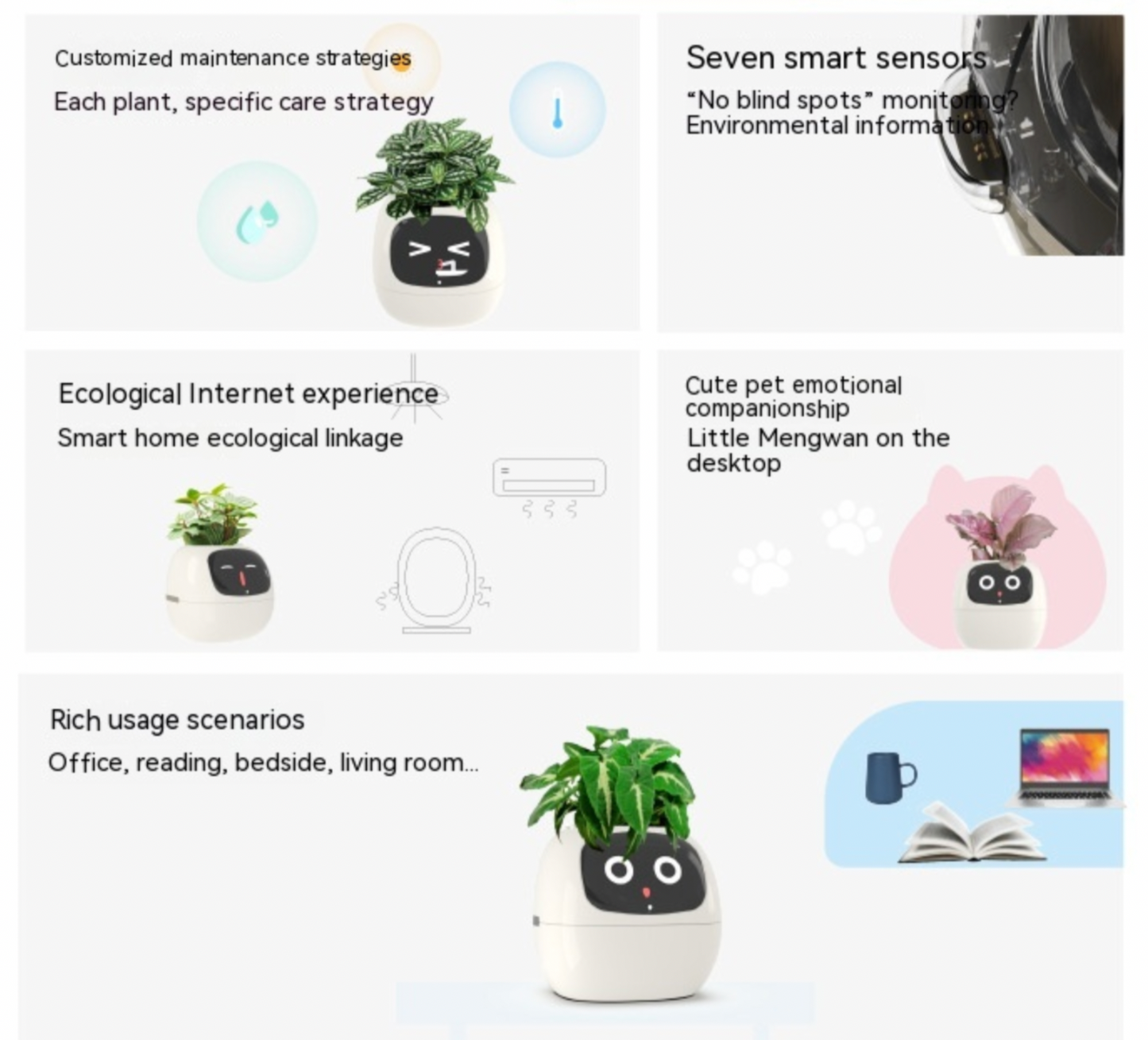 Smart Planter with AI Sensors | 49 Expressions | Intelligent Plant Care